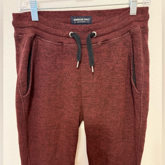 American Eagle Wool Blend Jogger Sweat‎ Pants Small Burgundy Pockets - Picture 4 of 6